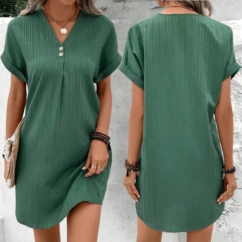 Trendy Dress with V-neck - BreezeElegance-Black-S-Nora Luxe