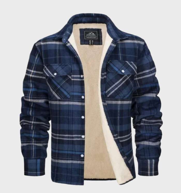 Trendy Flannel Men's Jacket in Vintage Style - Liam-Blue-Gray-S-Nora Luxe