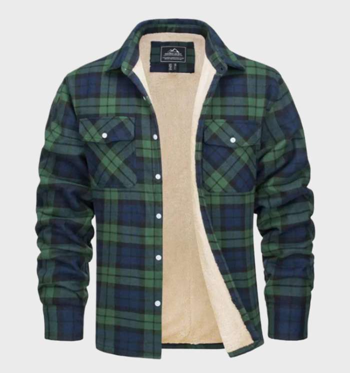Trendy Flannel Men's Jacket in Vintage Style - Liam-Green-S-Nora Luxe