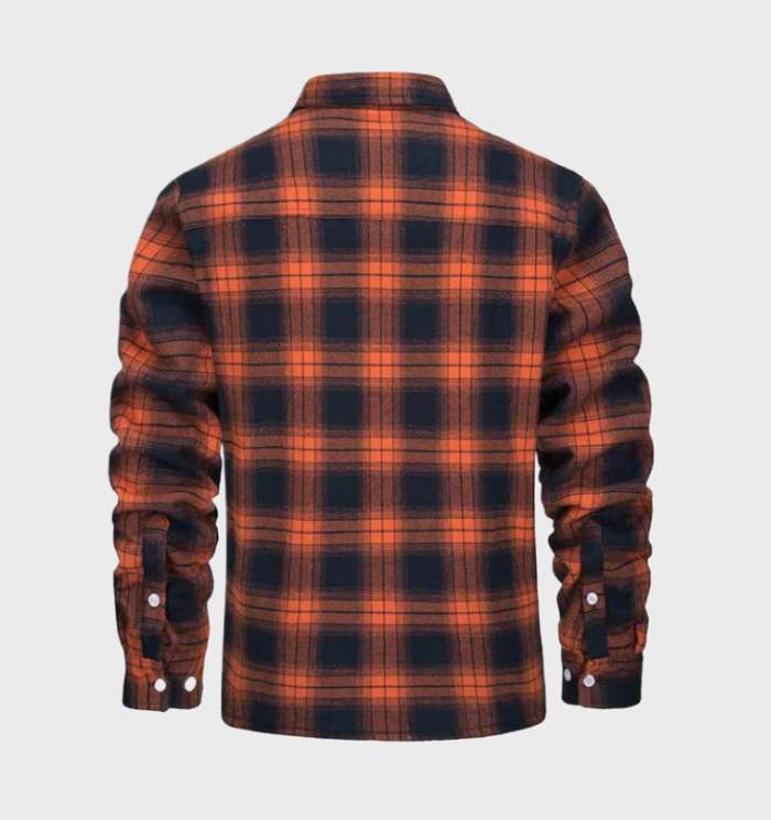 Trendy Flannel Men's Jacket in Vintage Style - Liam-Orange-S-Nora Luxe