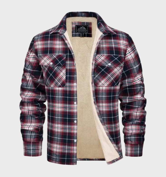 Trendy Flannel Men's Jacket in Vintage Style - Liam-Red-S-Nora Luxe