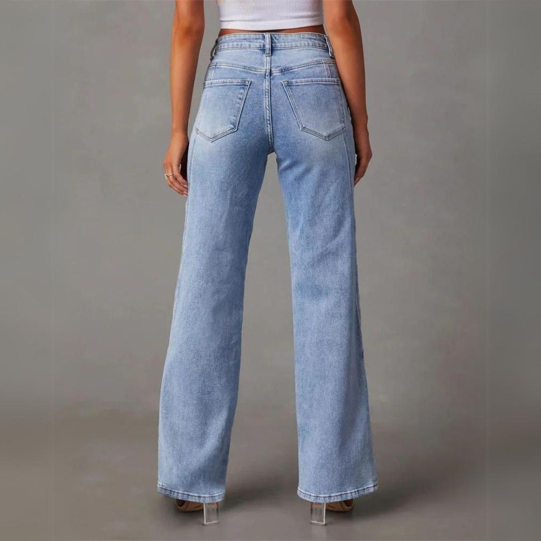 Trendy Flared Denim Jeans - Amarine-S-Nora Luxe