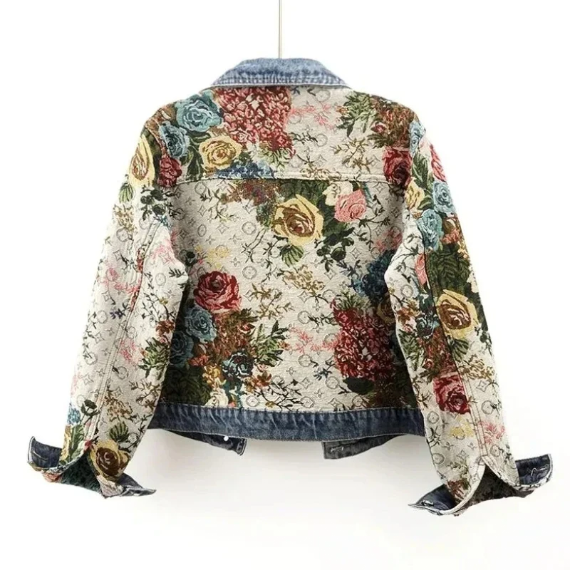 Trendy Flower Denim Jacket for Women - Amaline-Dark blue-XS-Nora Luxe