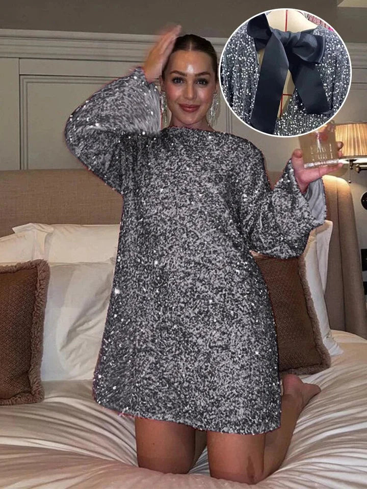 Trendy Glitter Midi Dress - Stella-Gray-XS-Nora Luxe