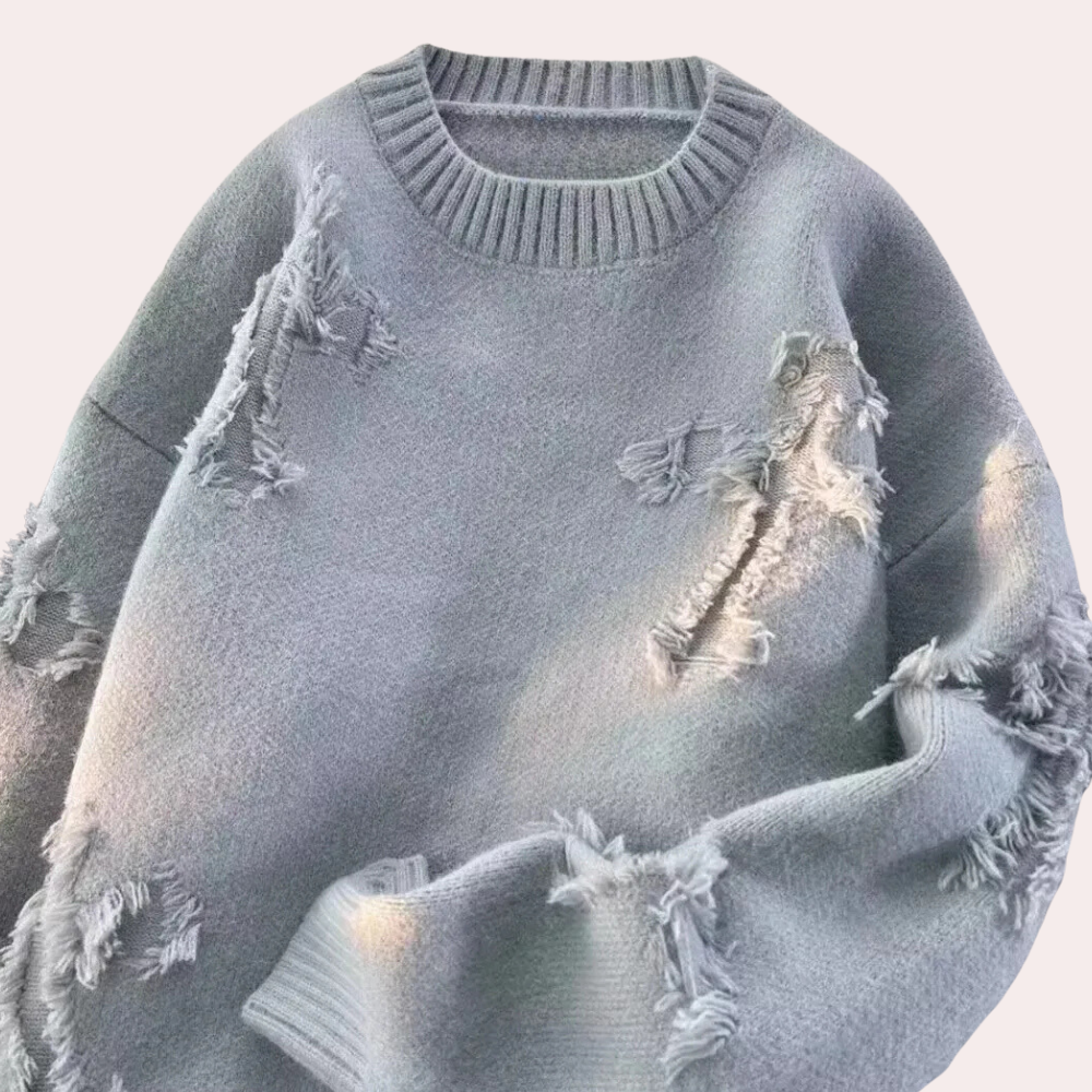 Trendy Grey Sweater with Unique Design for Men - Dario-S-Nora Luxe