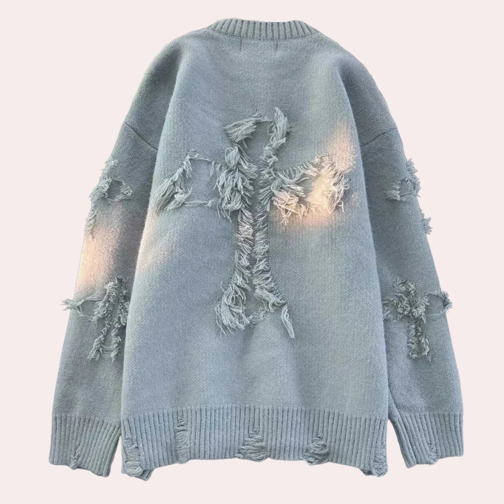 Trendy Grey Sweater with Unique Design for Men - Dario-S-Nora Luxe