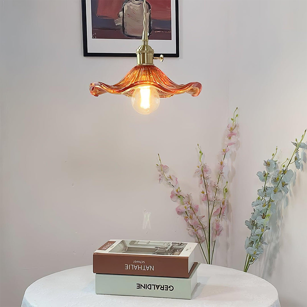 Trendy Hibiscus Flower Pendant Lamp - FlowerLite-Crystal brown-D9.06 × H4.72 in-Nora Luxe