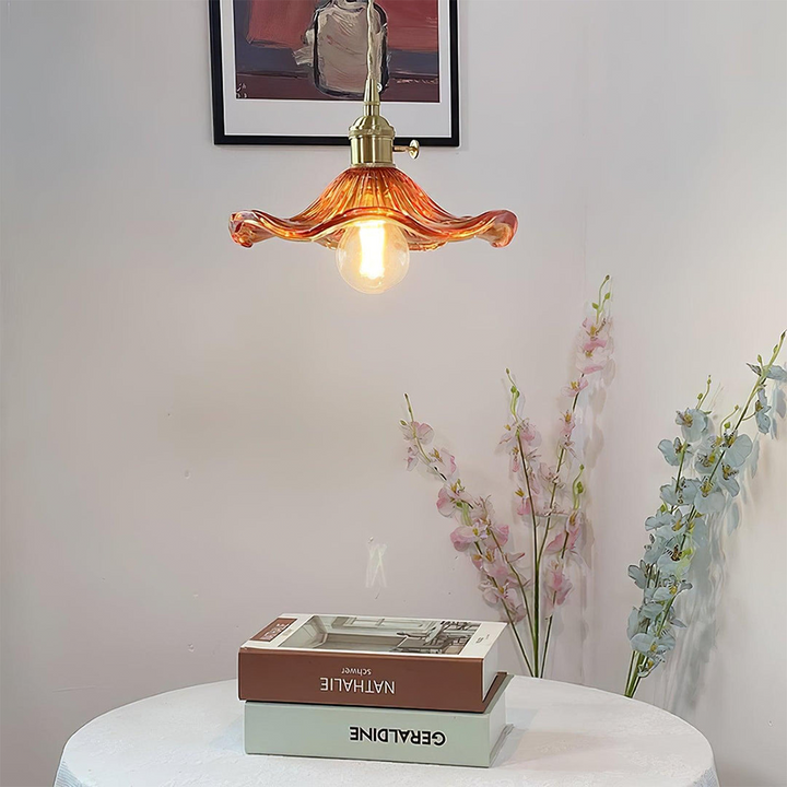 Trendy Hibiscus Flower Pendant Lamp - FlowerLite-Crystal brown-D9.06 × H4.72 in-Nora Luxe