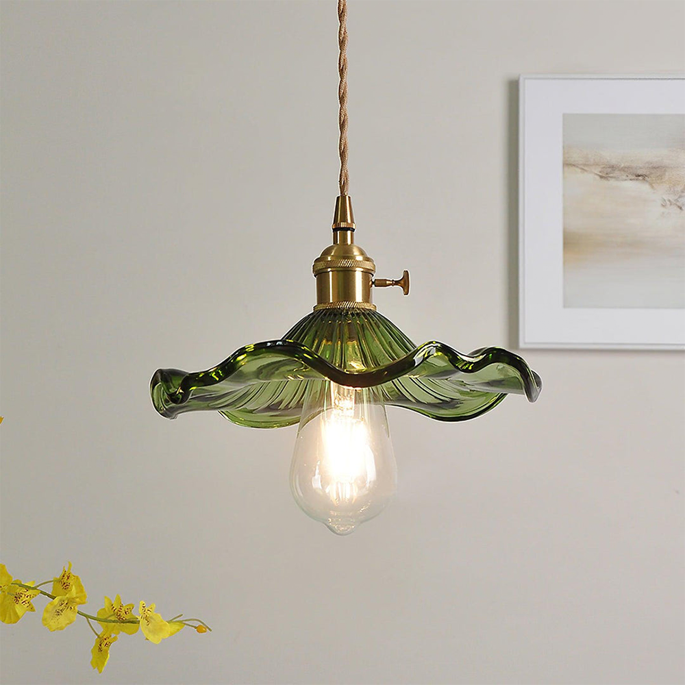 Trendy Hibiscus Flower Pendant Lamp - FlowerLite-Green-D9.06 × H4.72 in-Nora Luxe