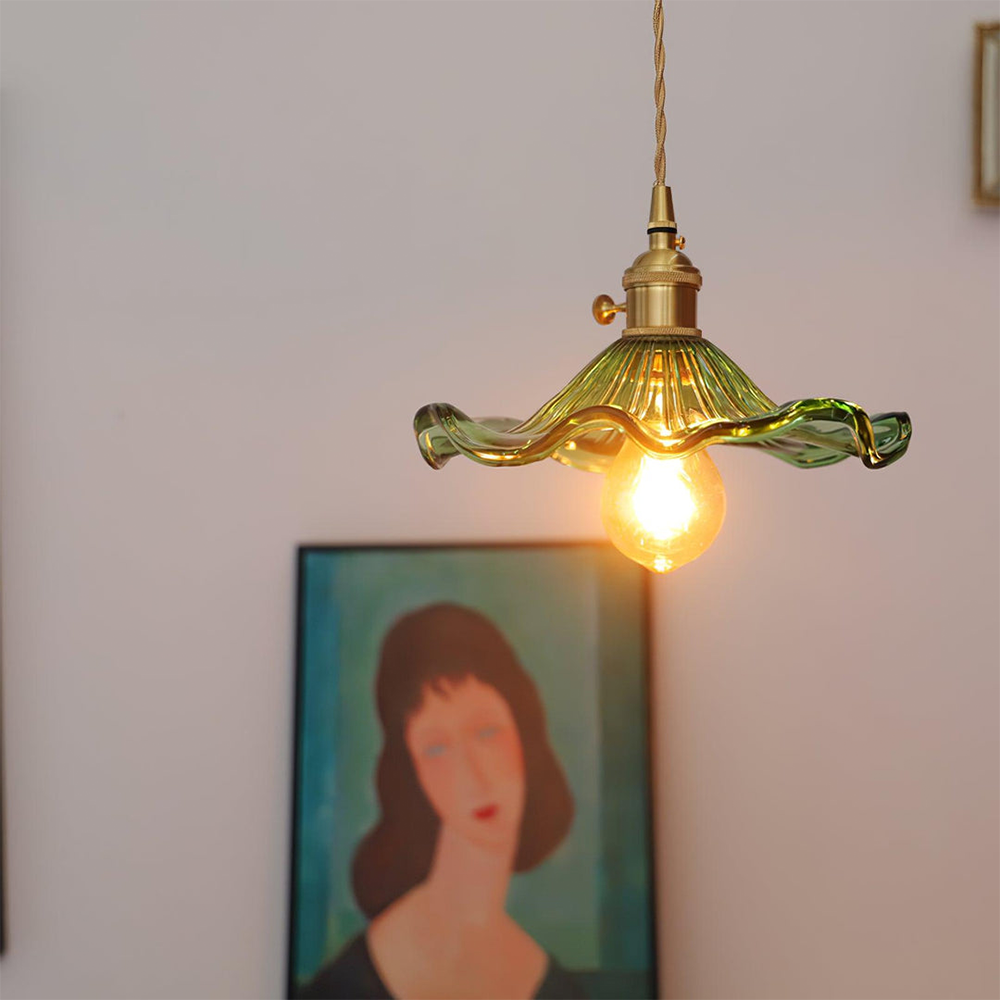 Trendy Hibiscus Flower Pendant Lamp - FlowerLite-Green-D9.06 × H4.72 in-Nora Luxe