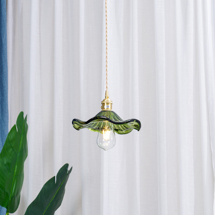 Trendy Hibiscus Flower Pendant Lamp - FlowerLite-Green-D9.06 × H4.72 in-Nora Luxe