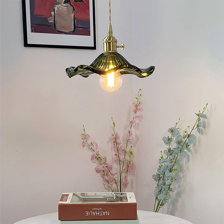 Trendy Hibiscus Flower Pendant Lamp - FlowerLite-Green-D9.06 × H4.72 in-Nora Luxe
