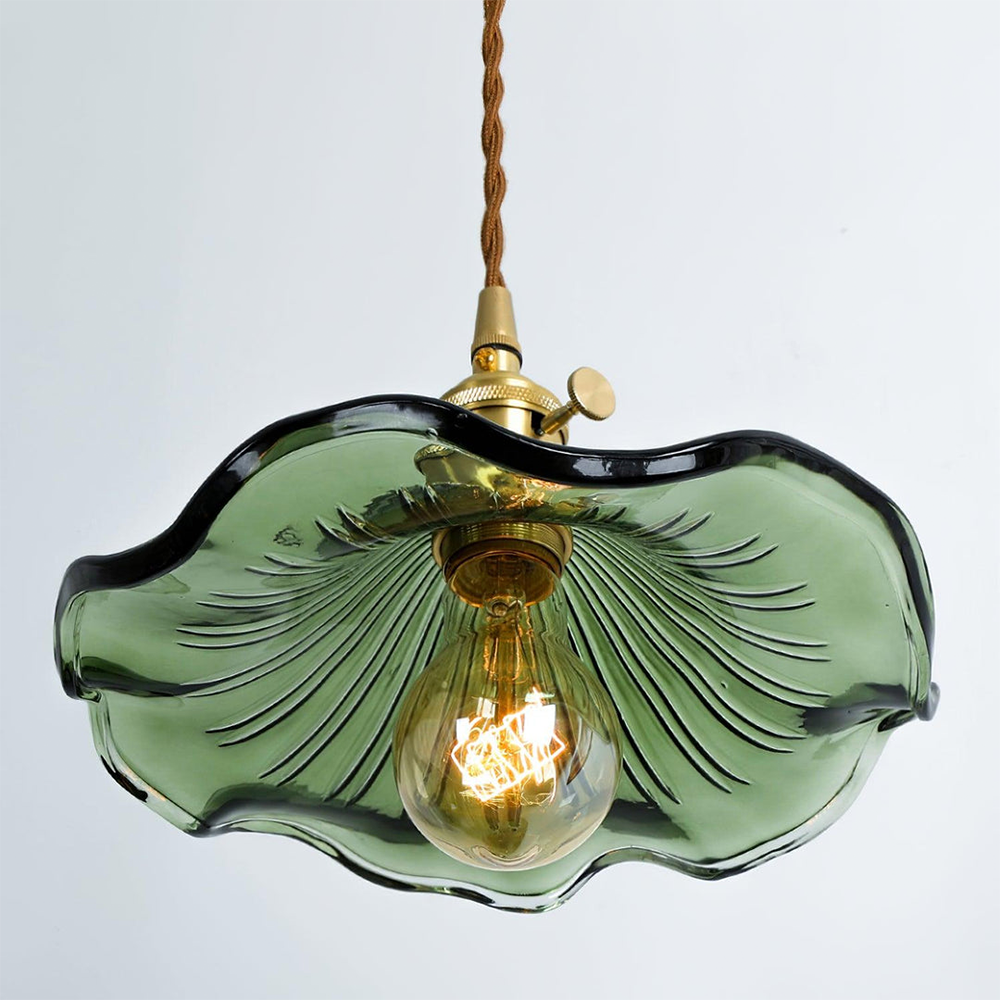 Trendy Hibiscus Flower Pendant Lamp - FlowerLite-Green-D9.06 × H4.72 in-Nora Luxe