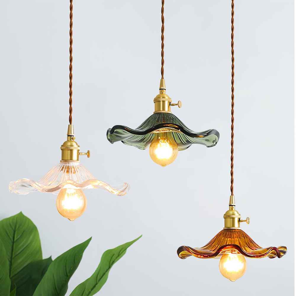 Trendy Hibiscus Flower Pendant Lamp - FlowerLite-Green-D9.06 × H4.72 in-Nora Luxe