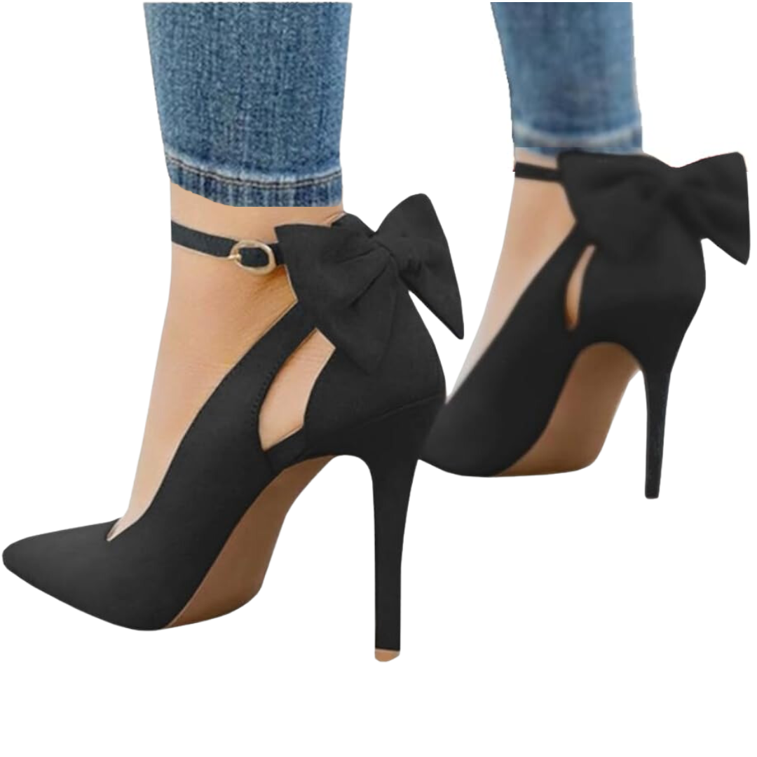 Trendy High Heels with Bow - Hailey-Black-2.5-Nora Luxe
