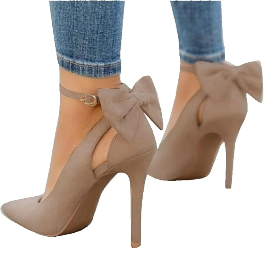 Trendy High Heels with Bow - Hailey-Khaki-2.5-Nora Luxe
