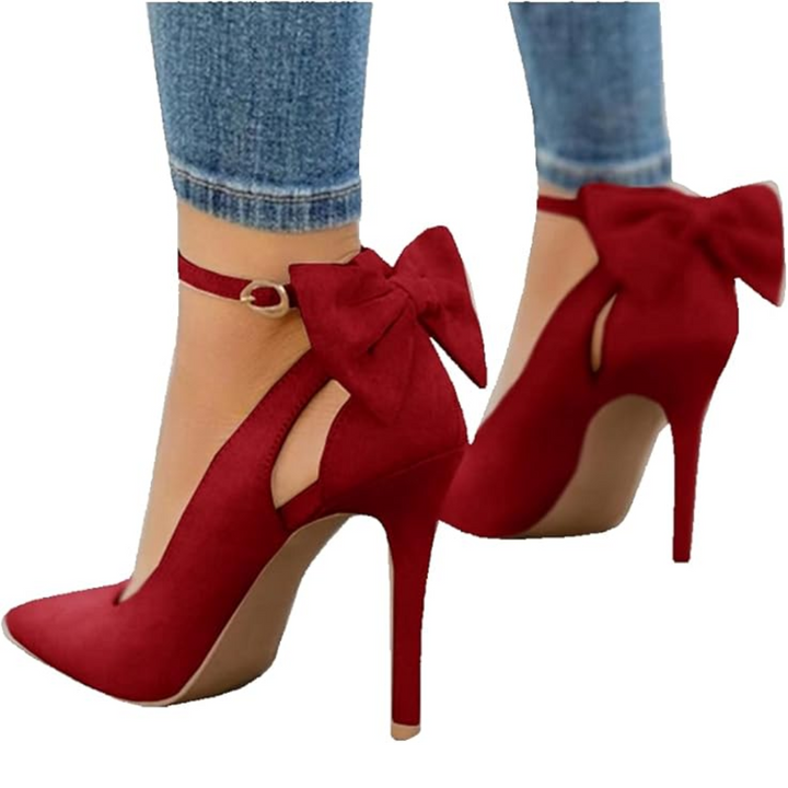 Trendy High Heels with Bow - Hailey-Red-2.5-Nora Luxe