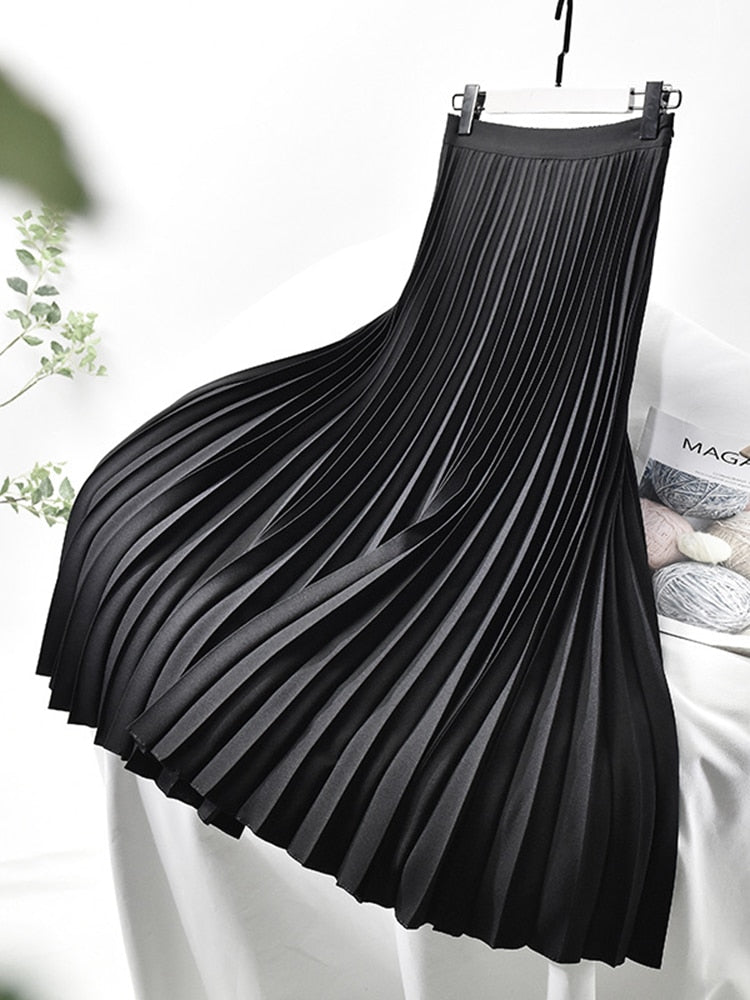 Trendy High Waist Pleated Skirt - Sofia-Black-S-Nora Luxe