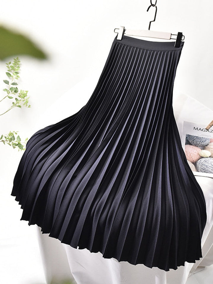 Trendy High Waist Pleated Skirt - Sofia-Blue-S-Nora Luxe