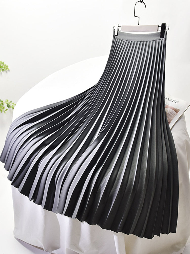 Trendy High Waist Pleated Skirt - Sofia-Dark grey-S-Nora Luxe