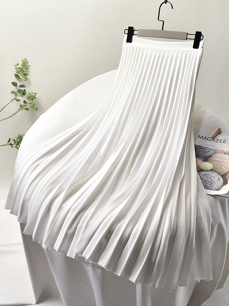 Trendy High Waist Pleated Skirt - Sofia-White-S-Nora Luxe