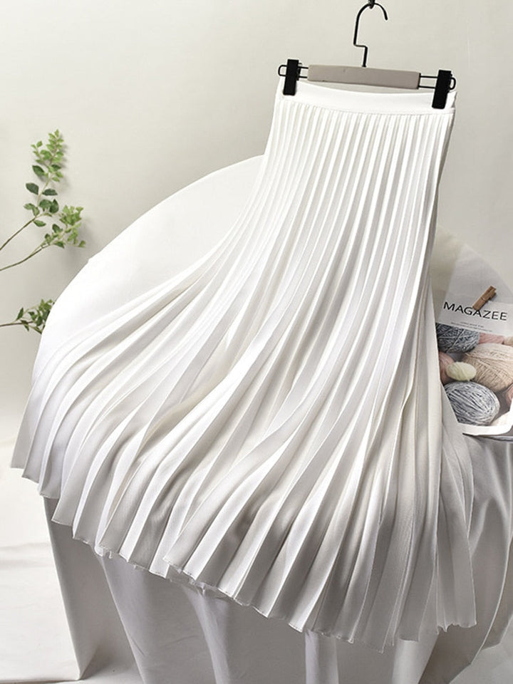 Trendy High Waist Pleated Skirt - Sofia-White-S-Nora Luxe