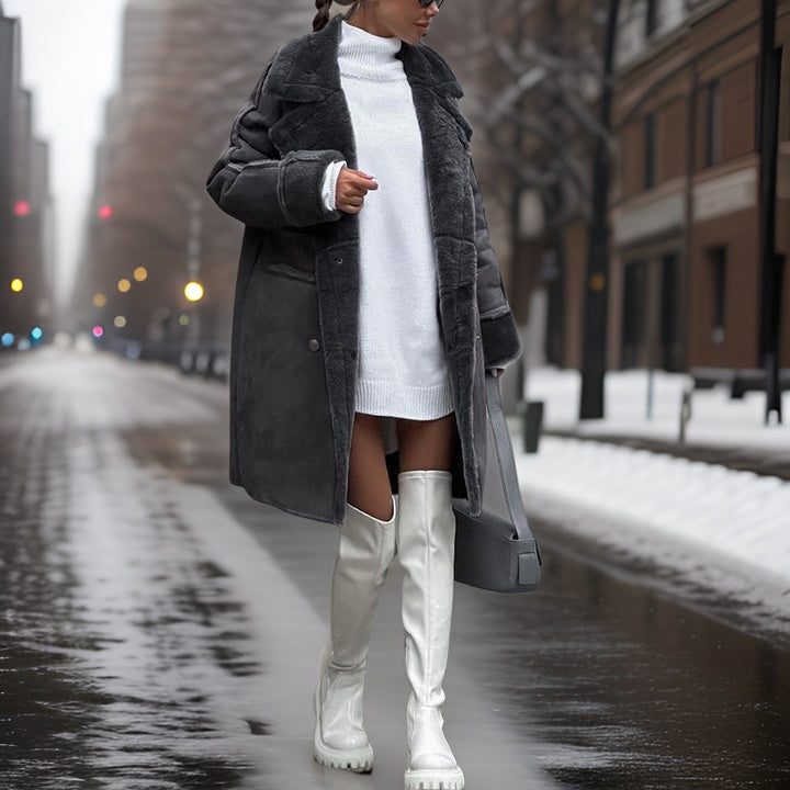 Trendy Imitation Lamb Fur Winter Coat - Livia-Apricot-S-Nora Luxe