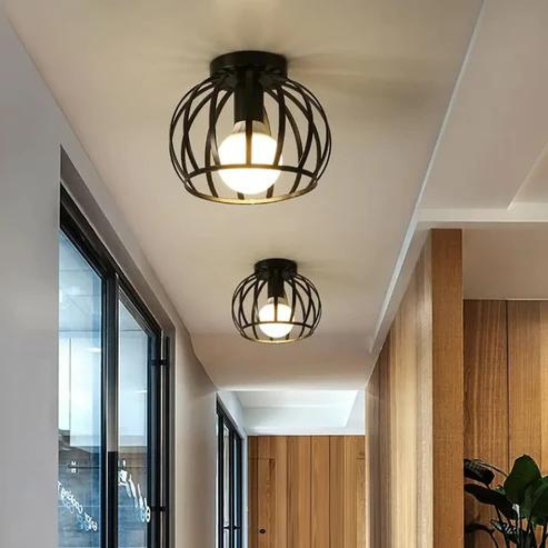 Trendy Industrial Ceiling Light with Open Design - ForgeLight-Nora Luxe