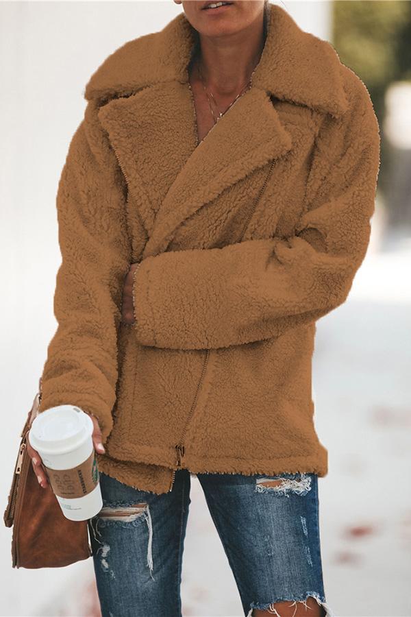 Trendy Jacket with Stand-Up Collar and Zipper - Amara-Brown-S-Nora Luxe