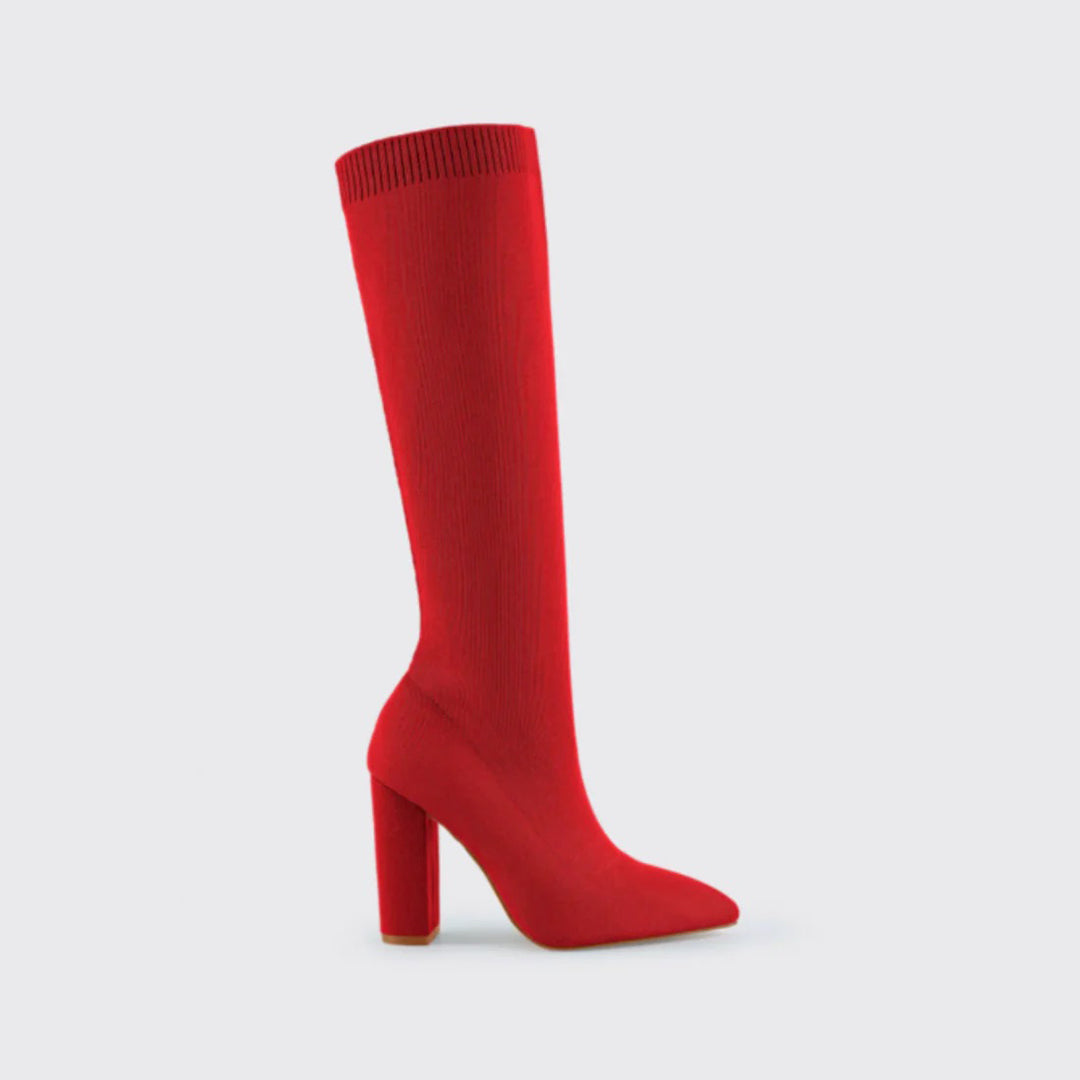 Trendy Knee-High Boots - Sophia-Red-2.5-Nora Luxe