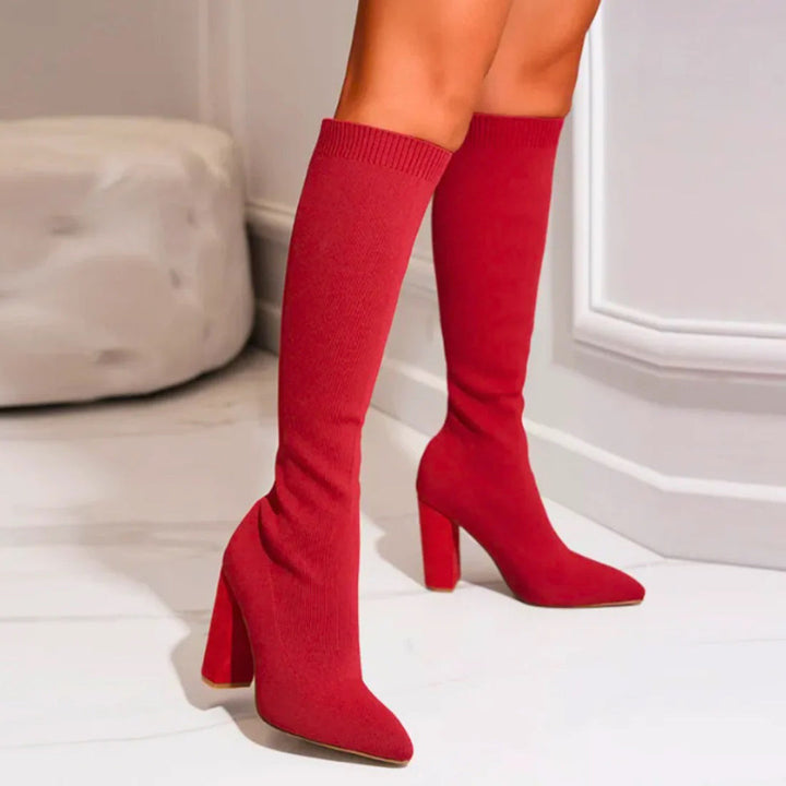 Trendy Knee-High Boots - Sophia-Red-2.5-Nora Luxe