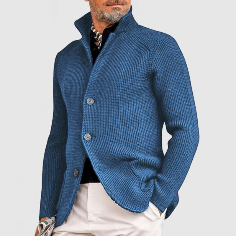 Trendy Knitted Men's Gilet with Pockets - Oscar-Blue-S-Nora Luxe