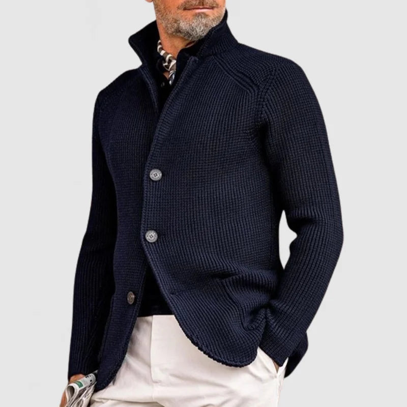 Trendy Knitted Men's Gilet with Pockets - Oscar-Dark Blue-S-Nora Luxe