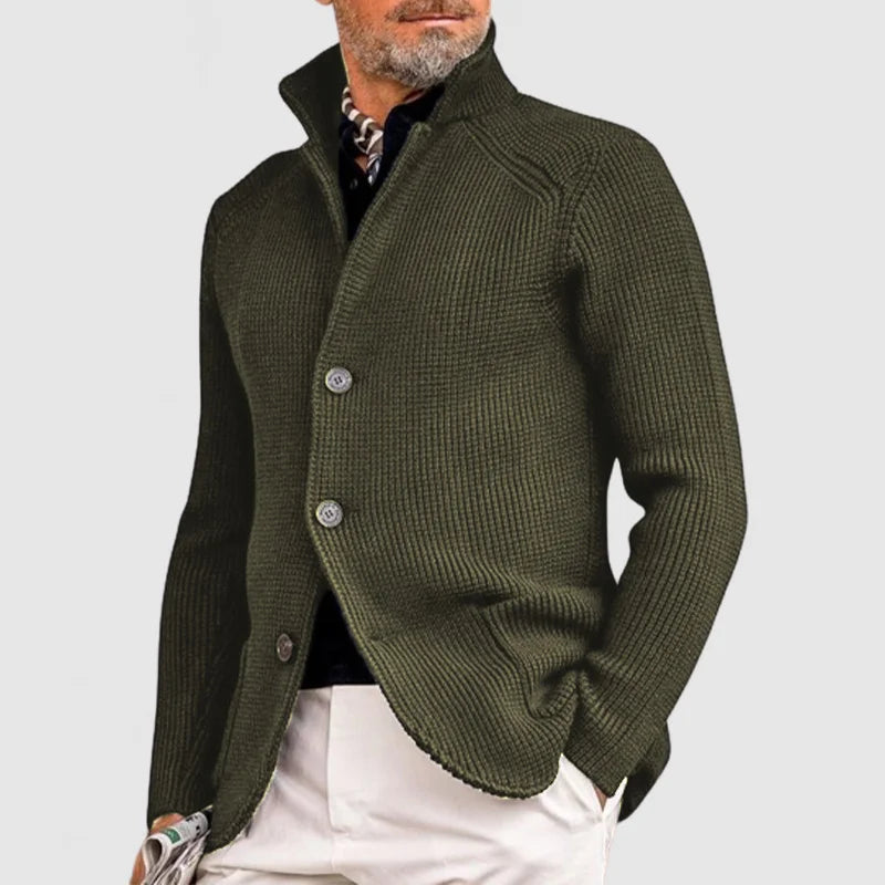 Trendy Knitted Men's Gilet with Pockets - Oscar-Olive Green-S-Nora Luxe
