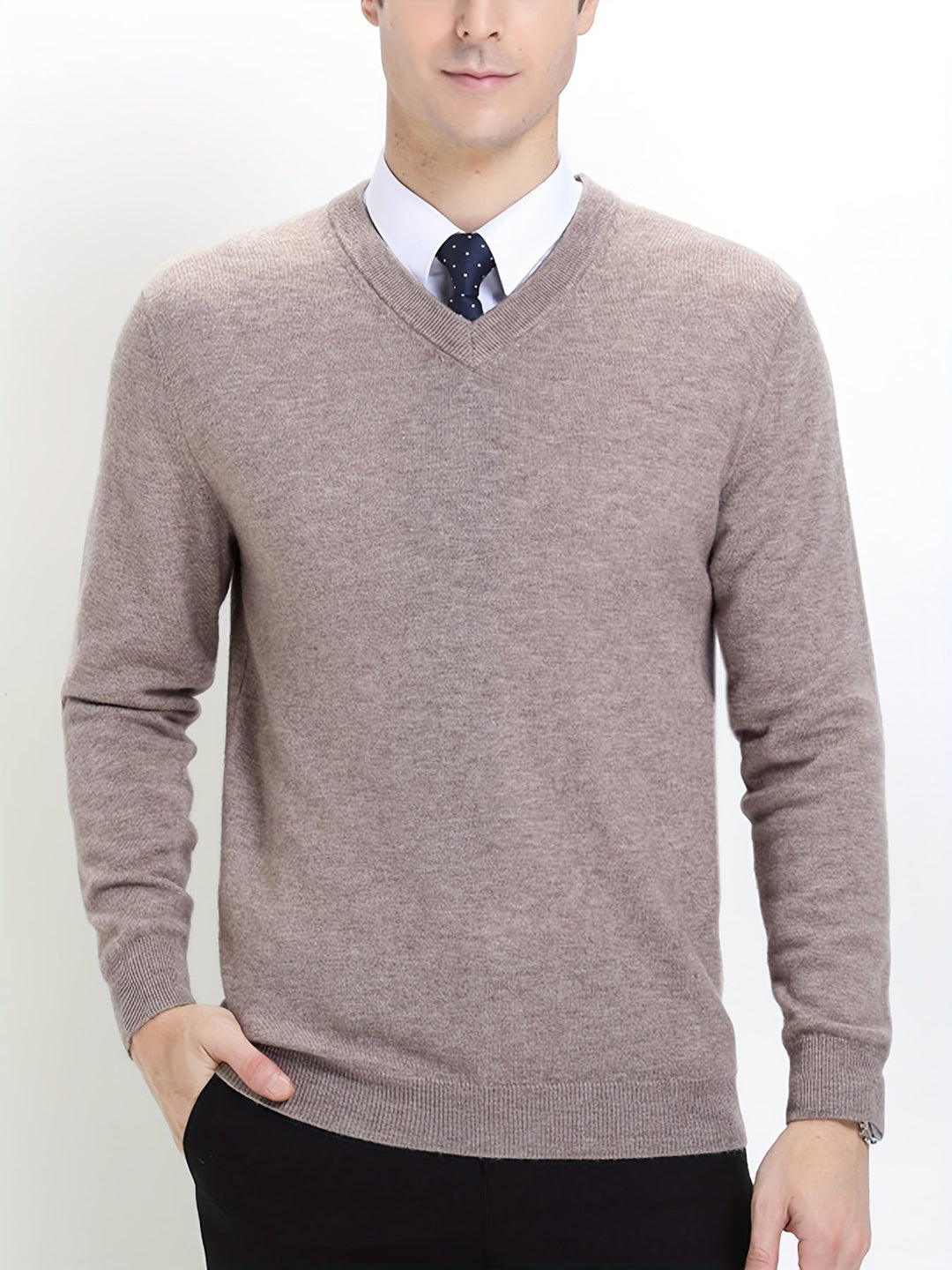 Trendy Knitted Sweater with Round Neck - Dante-Beige-S-Nora Luxe