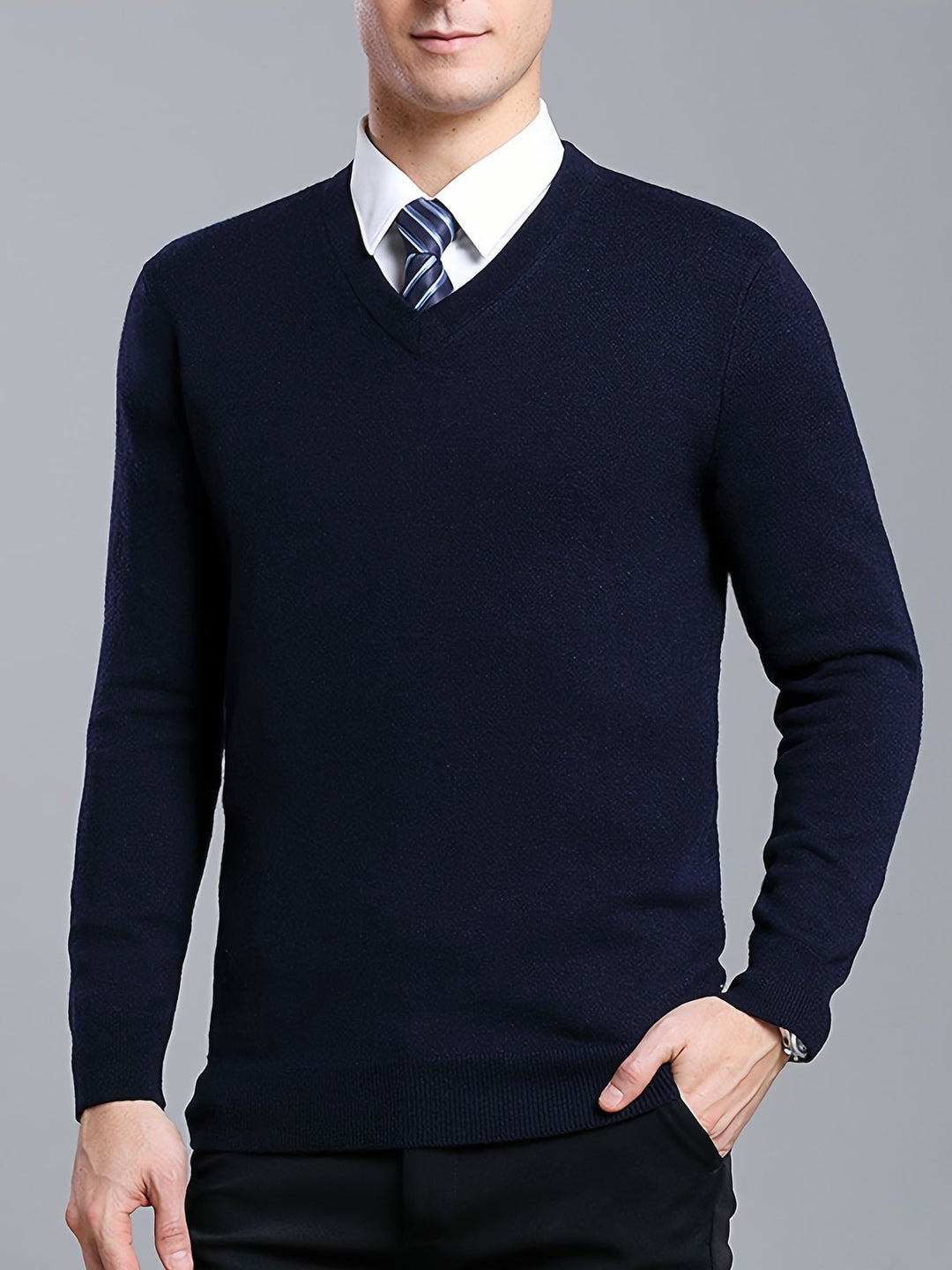 Trendy Knitted Sweater with Round Neck - Dante-Black-S-Nora Luxe