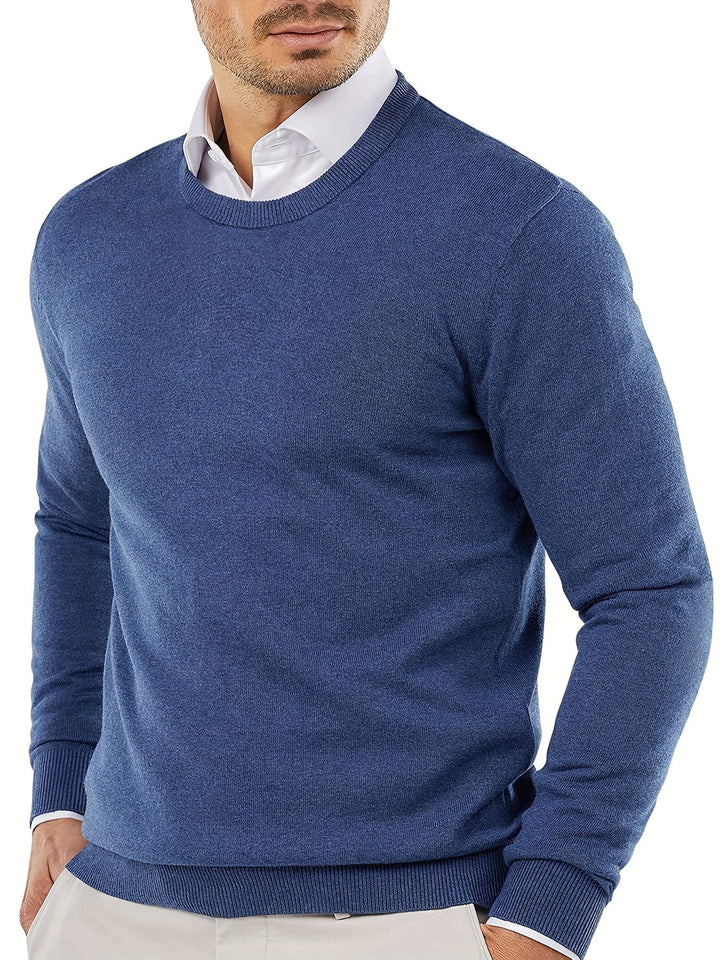 Trendy Knitted Sweater with Round Neck - Dante-Blue-S-Nora Luxe