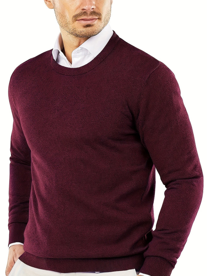 Trendy Knitted Sweater with Round Neck - Dante-Bordeaux red-S-Nora Luxe