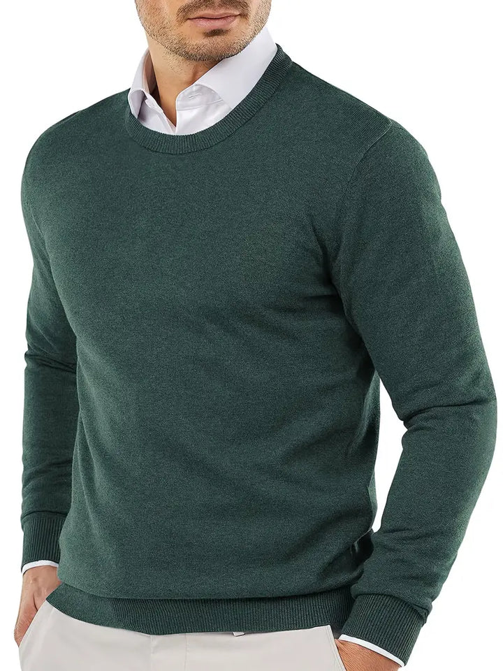Trendy Knitted Sweater with Round Neck - Dante-Dark green-S-Nora Luxe