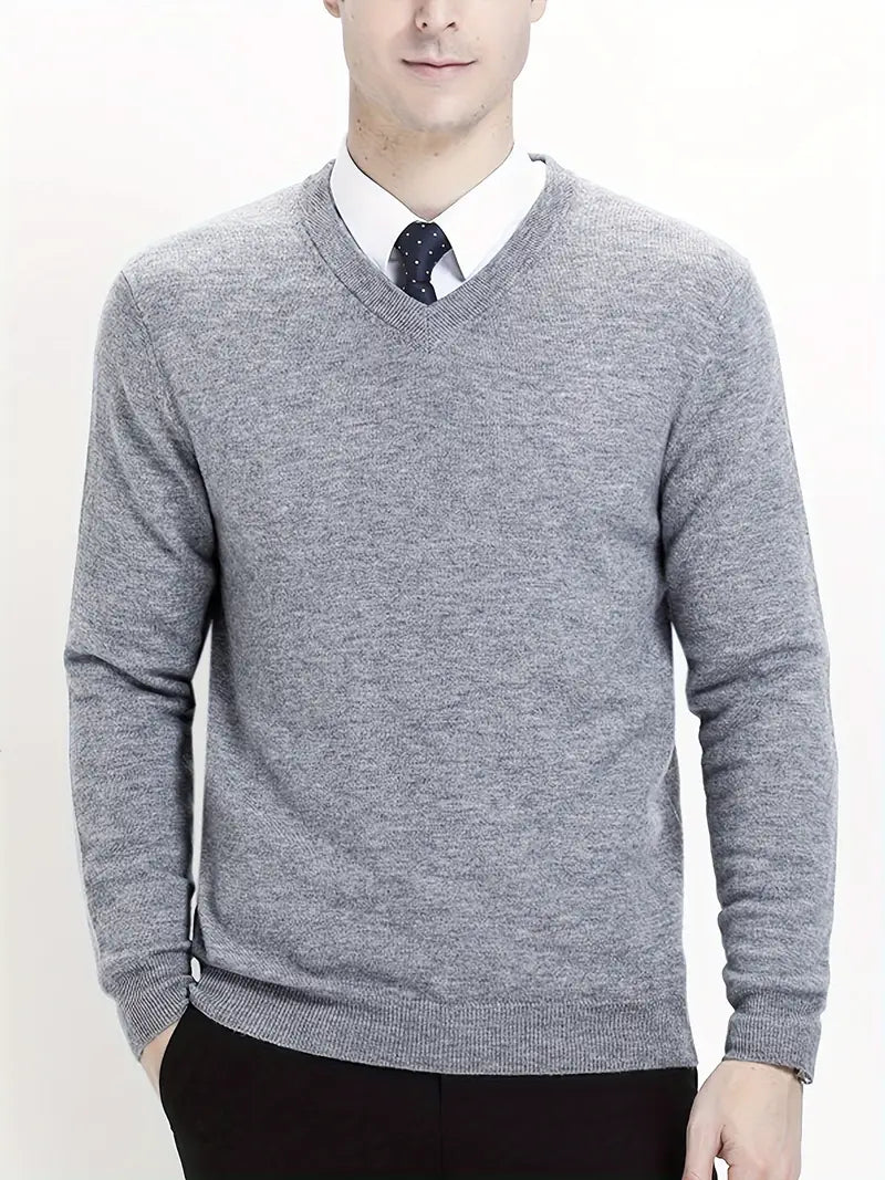 Trendy Knitted Sweater with Round Neck - Dante-Light gray-S-Nora Luxe