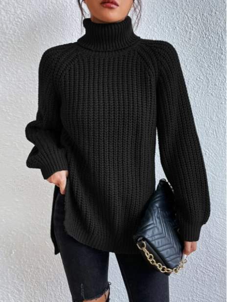 Trendy Knitted Women's Turtleneck - Esmée-Black-S-Nora Luxe