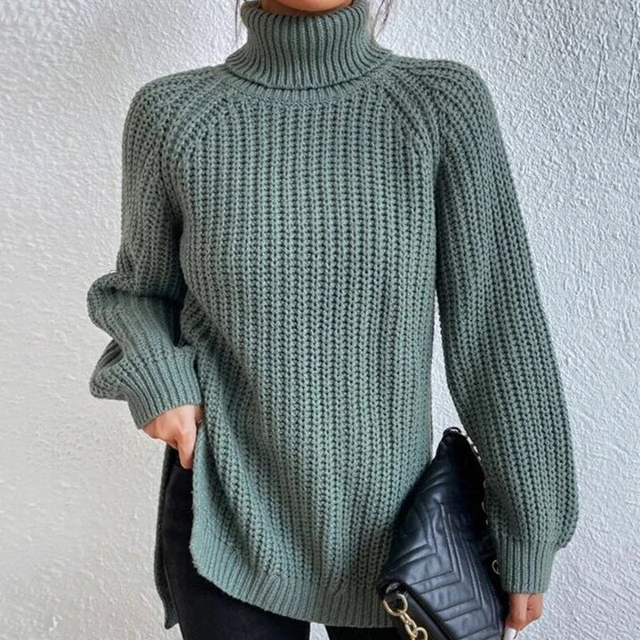 Trendy Knitted Women's Turtleneck - Esmée-Green-S-Nora Luxe
