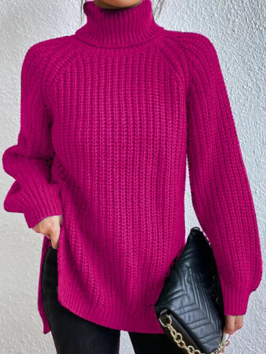 Trendy Knitted Women's Turtleneck - Esmée-Pink-S-Nora Luxe