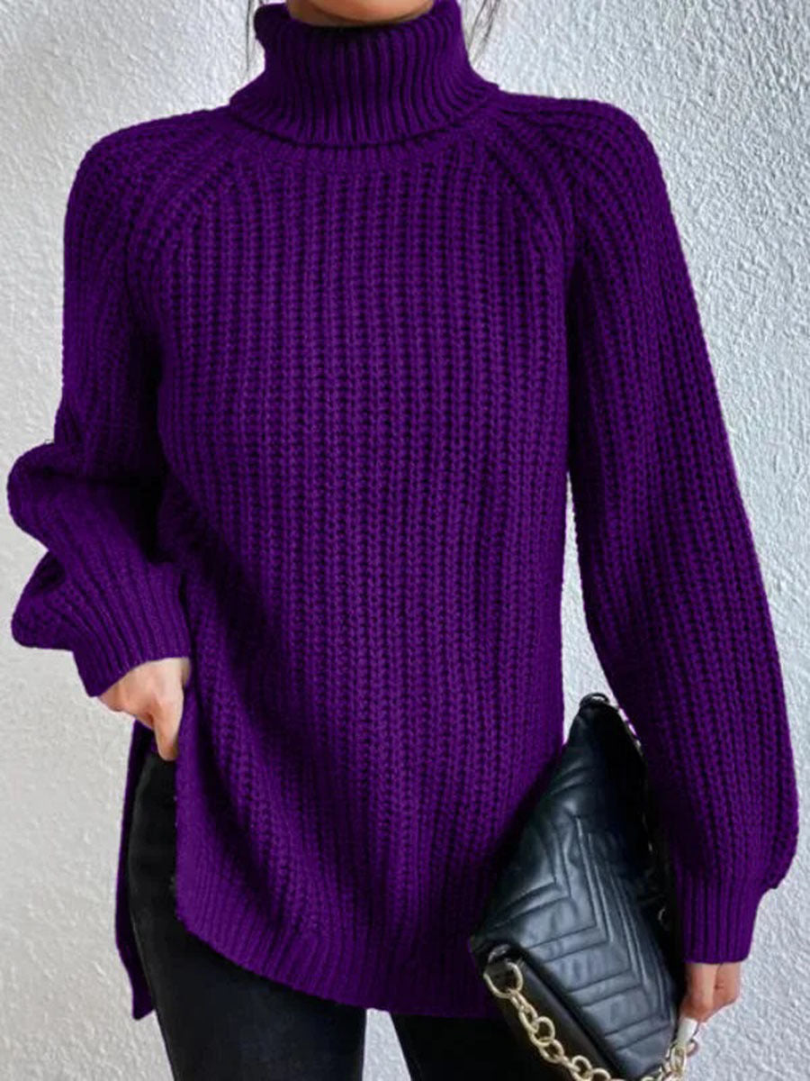 Trendy Knitted Women's Turtleneck - Esmée-Purple-S-Nora Luxe