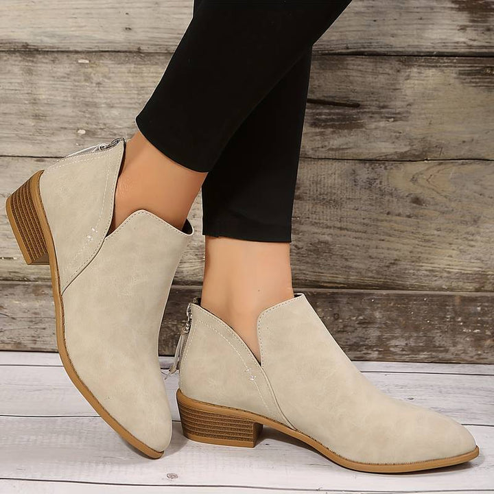 Trendy Ladies Ankle Boots - Iris-Beige-4.5-Nora Luxe