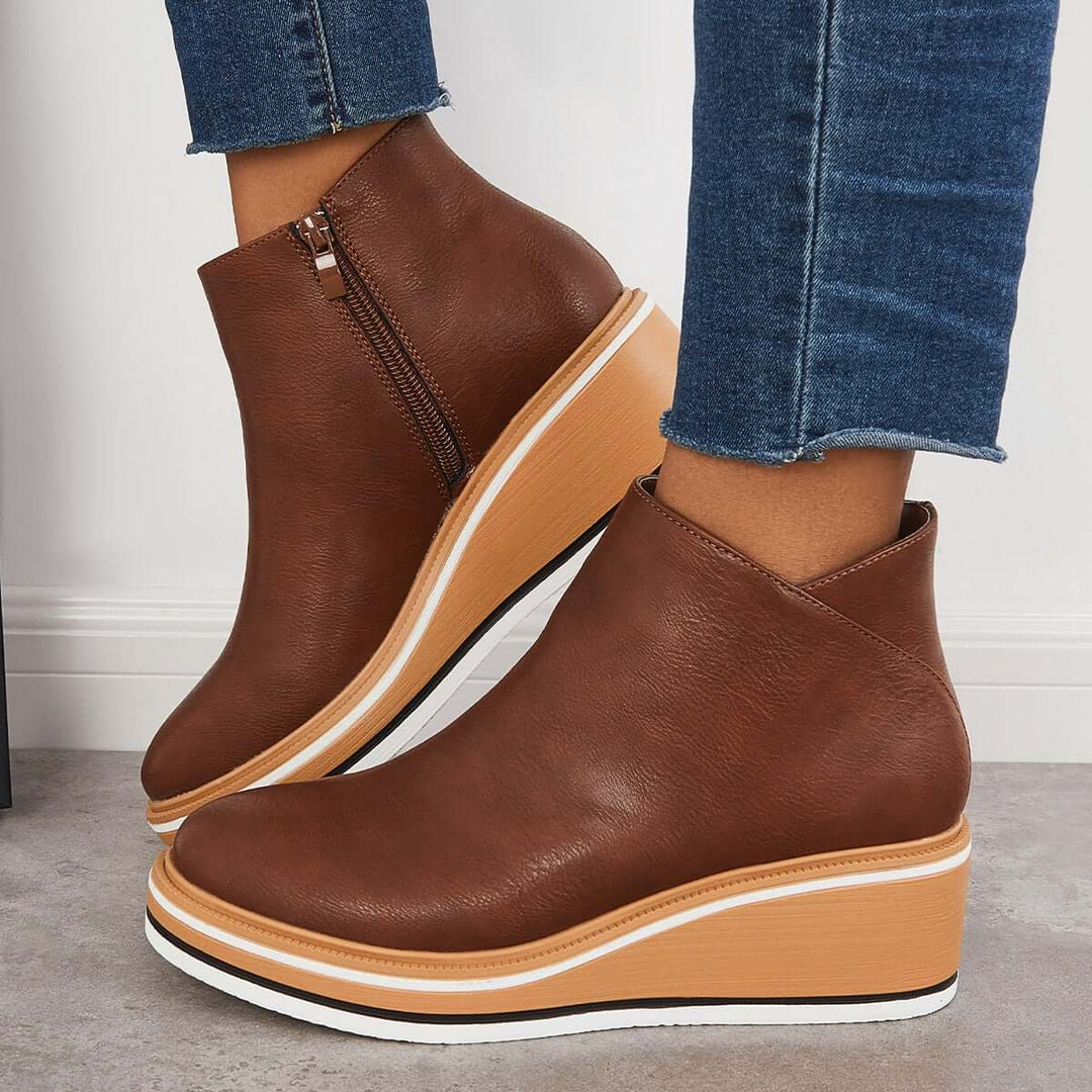Trendy Ladies Ankle Boots with Zip and Platform - Alessia-Black-4.5-The Livary