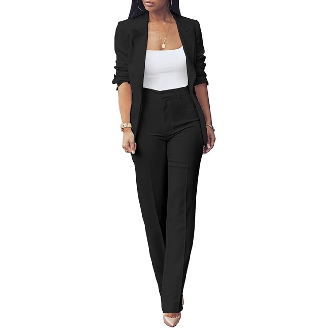Trendy Ladies Blazer Set - Quina-Black-S-Nora Luxe