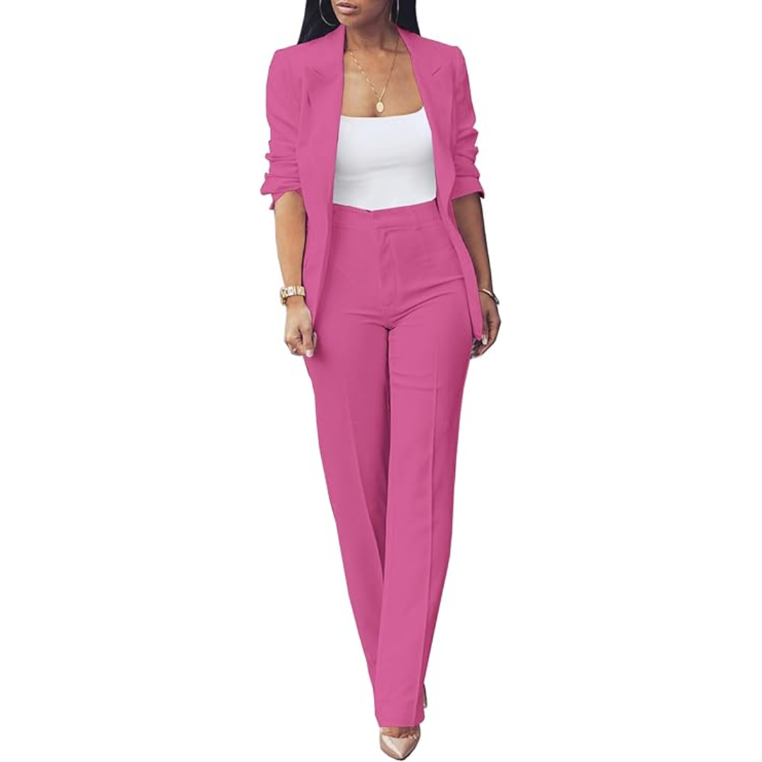 Trendy Ladies Blazer Set - Quina-Fuchsia-S-Nora Luxe