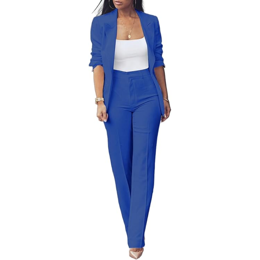 Trendy Ladies Blazer Set - Quina-Royal Blue-S-Nora Luxe