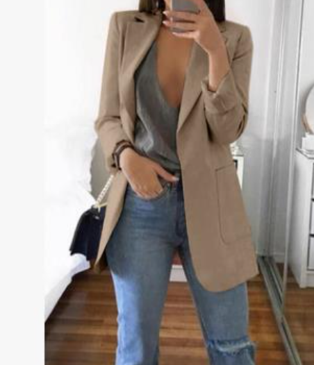 Trendy Ladies Blazer Vest - Elise-Khaki-S-Nora Luxe